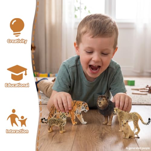 Toymany 8PCS Realistic Lion Tiger Cheetah Leopard Figurines Toy - style: 8PCS Jungle Animals