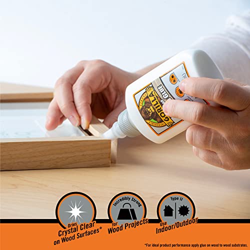 Gorilla Dries Clear Wood Glue, 4 Ounce Bottle (Pack of 6) - Water Resistant for Indoor or Outdoor Projects and Repairs - style: 6 - Pack
