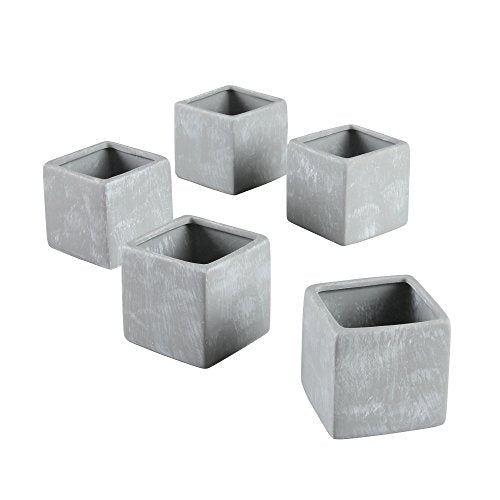 Ivy Lane Design Smooth Square Favor Flower Pots, Gray Stone, Set of 5 - color: Gray Stone, size: Square