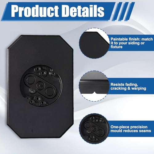 3 Pack Black Vinyl Siding Mounting Blocks for 1/2" Lap Double and 4" Siding - color: Rectangle Black, size: 3 pack