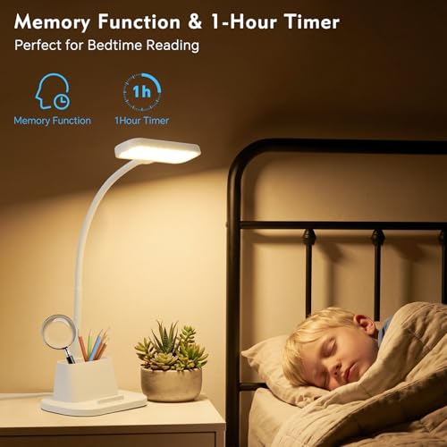 BOHON Desk Lamp for Home Office Desk Light with USB-C Charging Port White - color: Pearl White