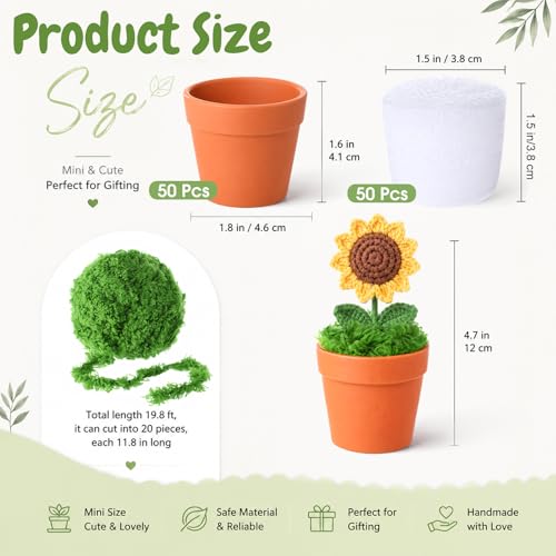 50 Sets Mini Knit Plants DIY Craft