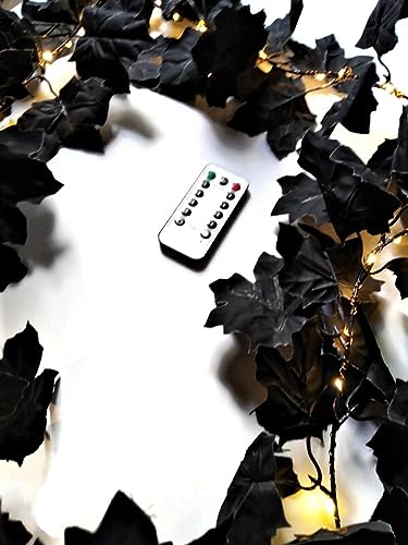 Black Halloween Lighted Hanging Garland 6ft Length with USB Powered LED Lights