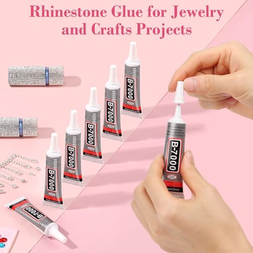 cridoz B7000 Jewelry Glue for Rhinestones,10Pack Flexible Super Glue Gel with Precision Tip Multi Function Clear Gem Glue Fabric Adhesive for Cloth Metal Stone Bead Jewelry Making Wood Glass - size: 10x15ml/0.5 oz