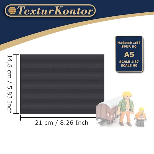 3 Sheets Self-Adhesive Decorative Film Roof Tiles for Model Making in Scale 1:87 Scale H0 (UK: 3.5 mm Scale) (Roof Shingles Black Rectangular) - color: Roof Shingles Black Rectangular