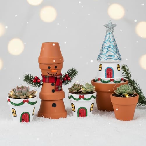 White 4 Inch, Terracotta Clay Pots with Drainage Holes, Pack of 24, for Succulents and Plants, DIY Crafts - color: White