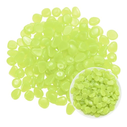 M METERXITY 200-Pack Glow in The Dark Rocks, 0.79" Resin Outdoor Garden Decorations Luminous Pebbles Stones for Garden Plants/Aquarium/Backyard Path, Aquarium Gravel [Yellow] - color: Yellow