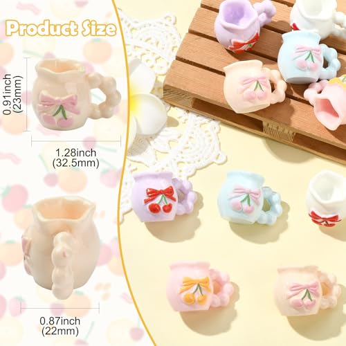 Stiesy 30 Pcs Resin Cherry Blossom Vase Miniature Mini Floral Figurines Decor for Home Office Desk Shelf Display Accessories - color: Vase-24pcs