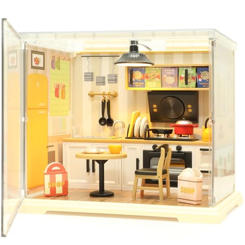 DIY Miniature House Kit mini Kitchen with Furniture and LED