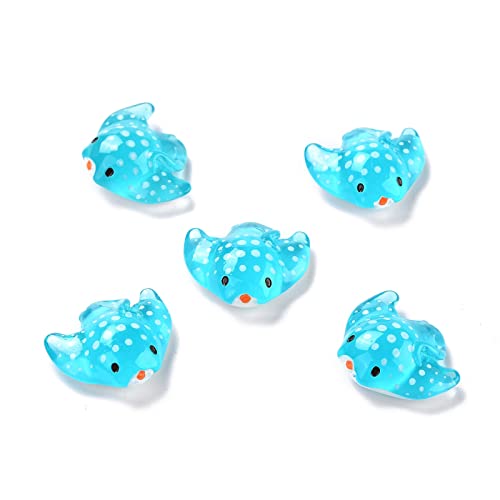 Stiesy 20 Pcs Resin Miniature Manta Ray Figurines Transparent Blue Marine Animal Decor for Crafting DIY Office Desk Garden Home Decor - color: Blue Manta Ray-20pcs