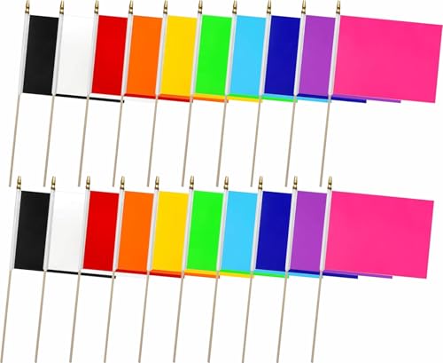 20 Pcs Solid Color Blank Rectangular Handheld Flags,5x8 Inch