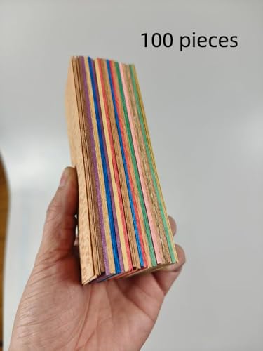 Unfinished Exotic Fingerboard Wood Veneer Sheet 1.7 inches x 5.9 inches, Thickness of 1/50 inch, Used for Inlay Woodworking Projects and Fingerboard Production. 100 Pieces