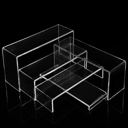 ANDGOO 10-Pack Acrylic Display Risers, Clear Stands for Cupcake Display - color: Clear, size: 10Pcs (7.6”L~8”L~8.4”L~8.8”L~9.2”L)