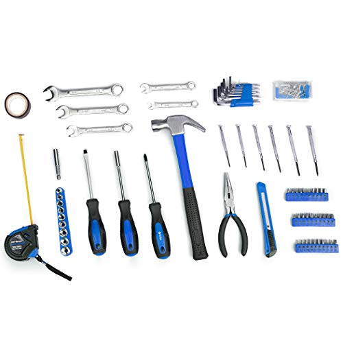 CARTMAN 148-Piece Household Tool Set, Blue Tool Kit with Plastic Toolbox - color: Blue