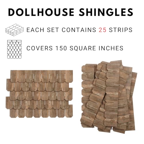 Miniature Roof Shingle Strips for 1:12 Scale Dollhouse Roofing - color: Amber Wood