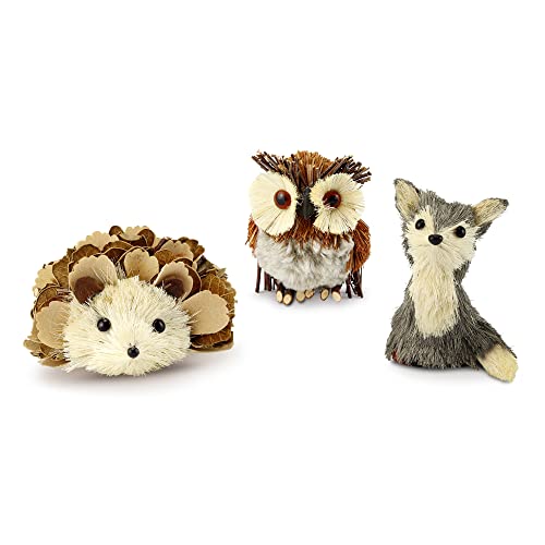 AuldHome Design Woodland Friends Figurines (Set of 3, Fox/Owl/Hedgehog); Forest Animals Decor for Fall, Christmas, Winter and Themed Decor or Parties - size: Fox / Owl / Hedgehog