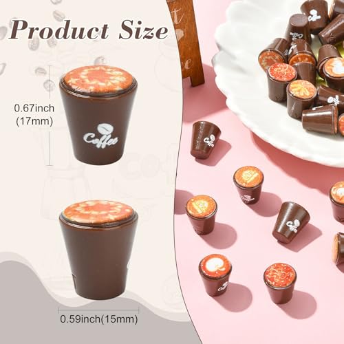 Stiesy 40 Pcs Mini Coffee Cup Collection Resin Espresso Model Decor Miniature Drink Figurines for Barista Theme Shelf Display Coconut Brown Kitchen Decor - color: Brown Coffee Cup-40pcs