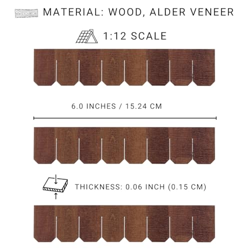 Miniature Roof Shingle Strips for 1:12 Scale Dollhouse Roofing - color: Copper Brown