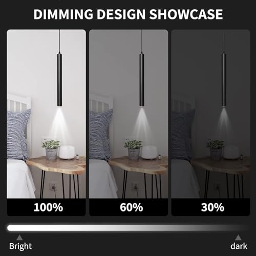 OKELI Modern Pendant Lights 4000K LED Dimmable Pendant Light Fixtures Pendant Lighting for Kitchen Island,Bar,Bedroom, 15.7inch, 10W, ETL, 1Pack - color: Black-Dimmable-1p, size: 15.7inch-1p