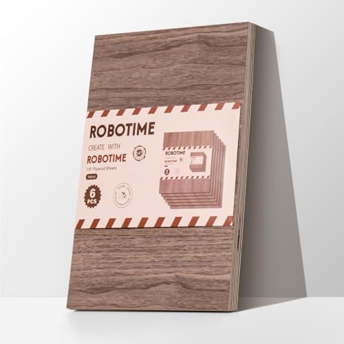 ROBOTIME 6-Pack 1/8" Walnut Plywood Sheets - 12 x 16 x 1/8 Inch - 3mm Laser Wood Sheets for Laser Cutting, Engraving & Wood Burning (Pyrography) - color: Walnut, size: 1/8" x 12" x 16"-6 Pack