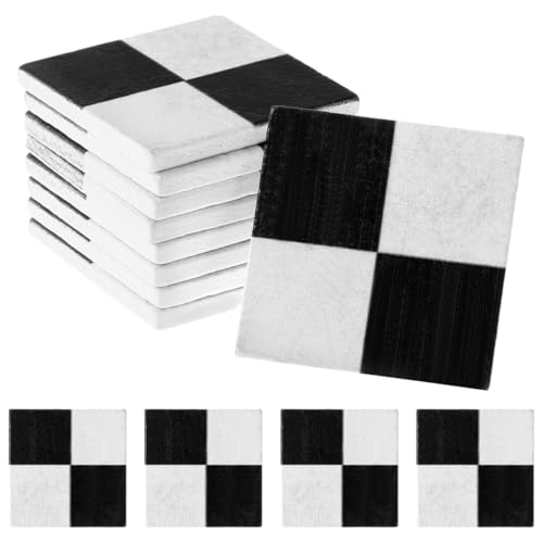 36 Pcs Miniature Dollhouse Wood Flooring Tiles, 1.18x1.18 Inches Black White Checkered Floorboards, 1:12 Scale DIY Micro Furniture Decor Accessories, Tiny House Setup Presents