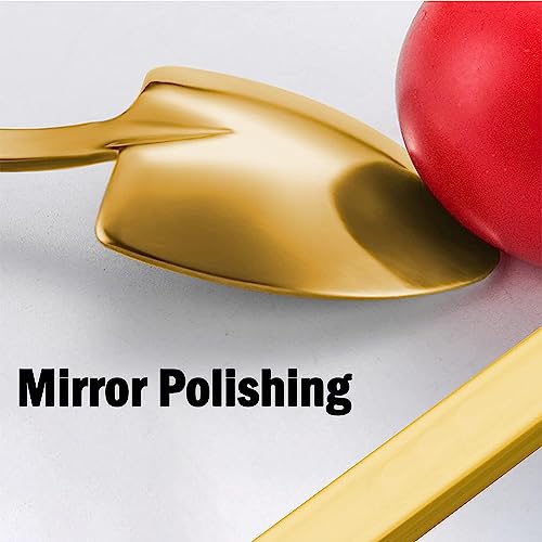 Comicfs 10 Pcs 4.7 Inches Gold Shovel Shape Demitasse Espresso Spoons, Stainless Steel Mini Coffee Spoons Set, Small Spoon for Dessert, Tea, Appetizer, Party Supplies (10 Spoon, Gold) - color: 10 Pcs Spoons-Gold, size: 10 Pcs