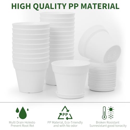 GARDIFE 20 Pack 4 inch Plant pots, planters for Indoor Plants, Flower pots, White - color: 4-white, size: 4 inch