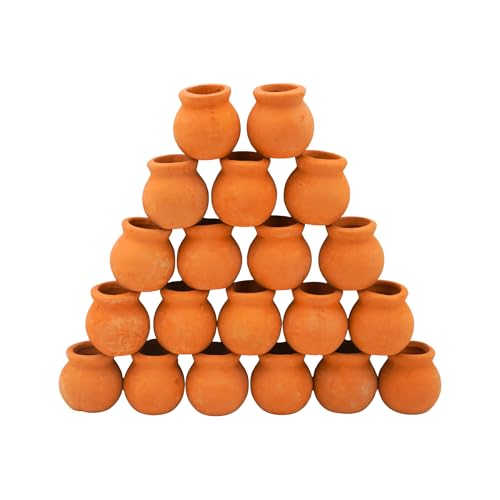 Mini Terracotta Pots – Small Clay Flower Pots for Succulents, Cactus, DIY Crafts, Fairy Garden, School Projects, Mini Planters – Set of 20 (Belly (No Drain Hole), 0.7 Inch) - size: 0.7 Inch, style: Belly (No Drain Hole)