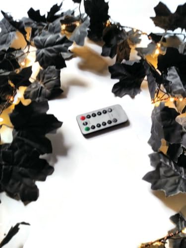 Black Halloween Lighted Hanging Garland 6ft Length with USB Powered LED Lights