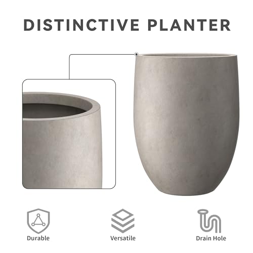 Kante Tall Concrete Planter, 21.7" Modern Floor Pot for Plants - color: Weathered Concrete