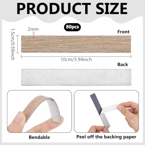 FINGERINSPIRE 80pcs Self-Adhesive Dollhouse Wood Flooring Peel 3.94x0.6inch BurlyWood Miniature Flooring Strips with Realistic Wood Grain for Adults DIY Mini House Craft Projects Dollhouse Accessory - color: Burlywood