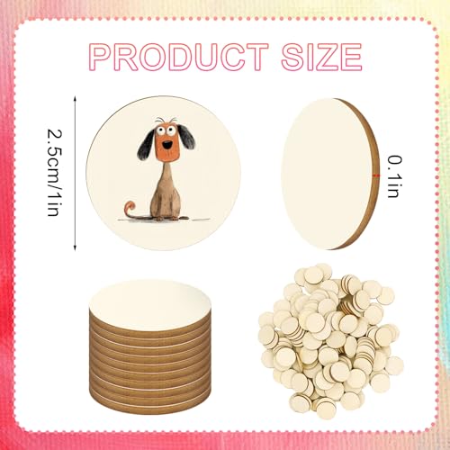 100 Pieces 1 Inch Unfinished Wood Circles - size: 1Inch-100PCS