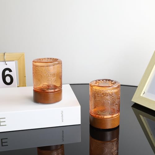 Small Battery Operated Light with Timer,Adult Night Lights for Bedroom,Mini Lamp for Lndoor Use in Bathroom, Hallway,Glass Light Lamp (Copper) - color: Copper