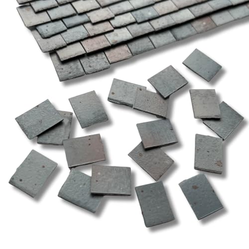 250 Pieces 1:24th Scale Dolls House Miniature Styrene Roof Tiles in Weathered Grey