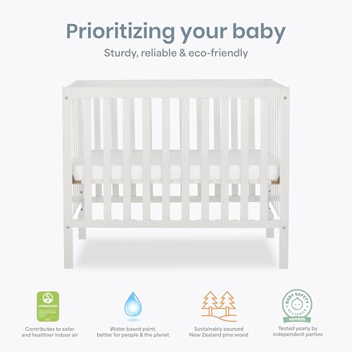 Dream On Me Edgewood 4-in-1 Mini Crib, Converts to Twin, GREENGUARD Gold - color: White