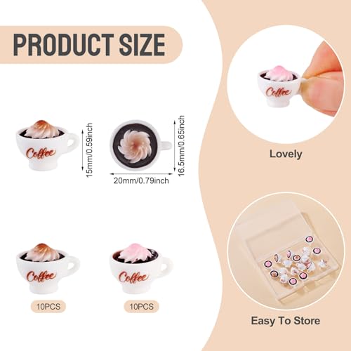 FASHEWELRY 20Pcs Mini Coffee Cups Resin Miniature Ornaments Coffee Mug Model Tea Cup Halloween Dollhouse Miniatures for Keychain Dollhouse Party Decor Ornaments - color: 2 Colors-coffee Cups