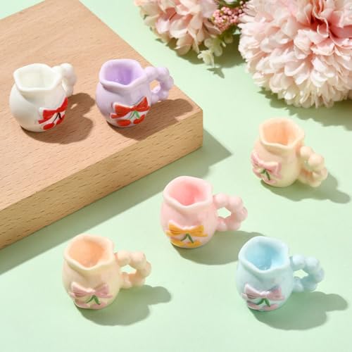 Stiesy 30 Pcs Resin Cherry Blossom Vase Miniature Mini Floral Figurines Decor for Home Office Desk Shelf Display Accessories - color: Vase-24pcs
