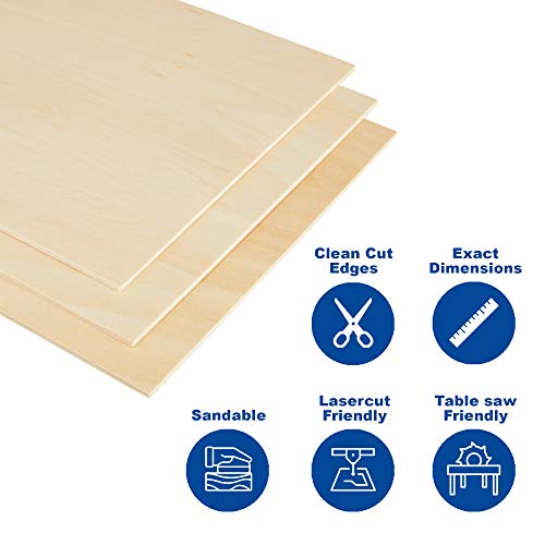 CRAFTIFF Plywood Board Basswood Sheets 1/16 inch, Thin Natural Unfinished Wood for Crafts, Hobby and Model Making – 1.5mm (5 Sheets)