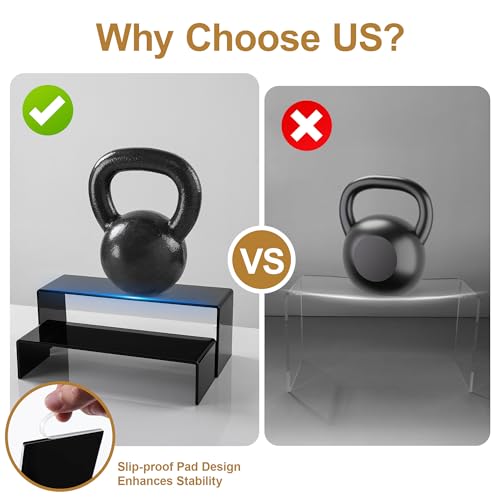 ANDGOO 10 Pack Large Acrylic Display Stands, 2 Set(10”L-11”L-12”L) - color: Black, size: 10Pcs (10.8”L~11.2”L~11.6”L~12”L~12.4”L)