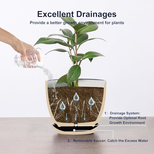 Selamica Ceramic Plant Pots, 5.6 Inch Flower Pots for Indoor Plants with Drainage Hole and Saucer,Home Decor, Set of 4, Vintage Blue - color: Vintage Blue, size: 5.6 inch, set of 4