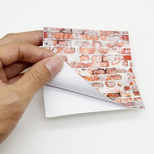16 PCS Miniature Mini House Floor Tiles Self Adhesive Floor Tiles Faux 3D Brick Wall Paper Sticker for Mini House Decoration, 3.94 Inch (Red Brick A) - color: Red Brick a