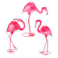 3Pcs Pink Flamingo Garden Statues 15" Metal Flamingo Luau Party Decorations - color: 3 Pack Flamingo