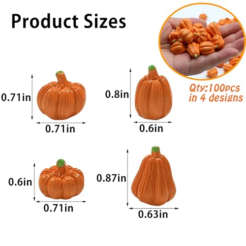 FESTGLOX 100Pcs Mini Pumpkins for Decorating,Resin Tiny Pumpkins for Crafts - color: Orange Pumpkins-100pcs