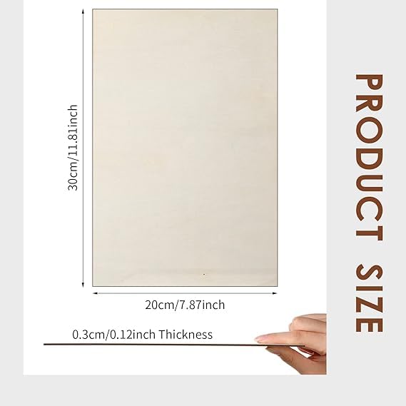 Plywood Board 20PCS 12" x8" x 1/12 inch Basswood Sheets Thin Wood Sheets Perfect for Arts Crafts School Projects and DIY Projects,Baltic Birch Sheets Perfect for Wood Burning… - size: 20 Pieces 12"x8"x1/12"
