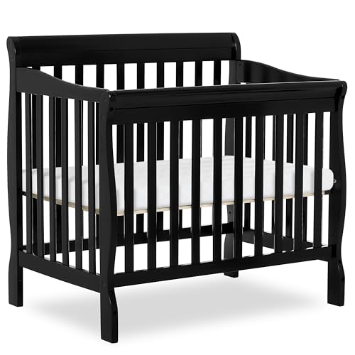 Dream On Me 4-in-1 Mini Baby Crib for Small Spaces, Aden, Black - color: Black