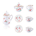 7Pcs Cherry Pattern Handmade Porcelain Mini Tea Sets White Miniature Ceramics Cup Teapot Sugar Bowl Cute Drink Dollhouse Kitchen Accessories for Necklaces Keychain Jewelry Making - color: White With Cherry