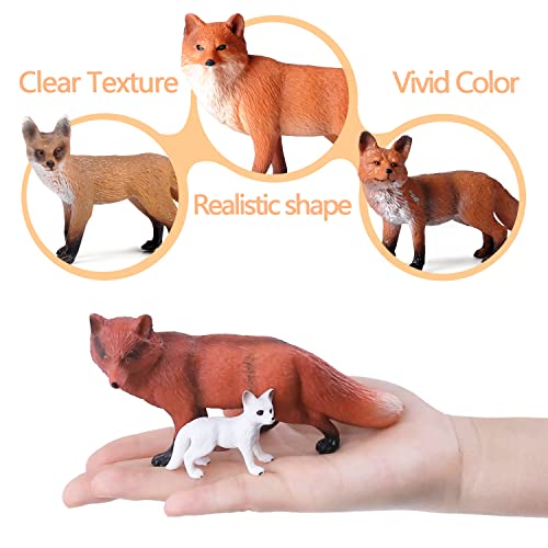 SIENON 8Pcs Mini Fox Animals Figures Woodland Toys Set - color: 8pcs Fox Toy Figures