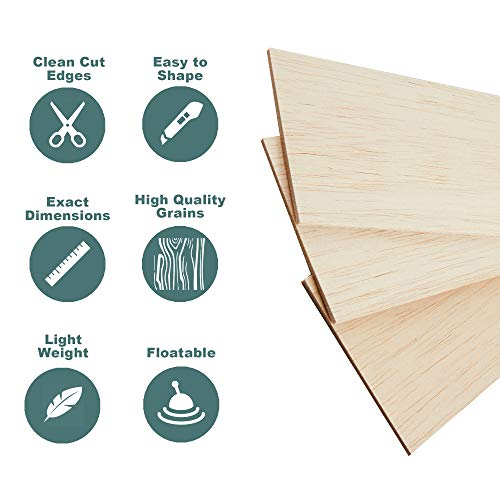 12 Sheets 8x4 Inch Unfinished Balsa Wood Sheets Thick for Crafts Hobby- 2mm Thick by Craftiff (Pack of 2) - size: 12 Sheets (Pack of 2)