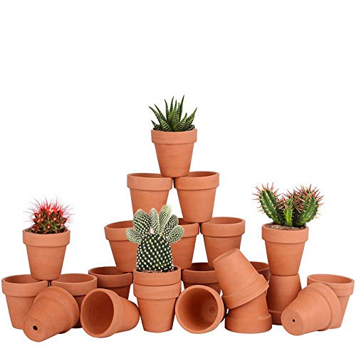 FCFKUK 24pcs Mini Clay Pots, 2.5'' Terracotta Pottery Planters, Cactus Flower Succulents Nursery Pots, with Drainage Hole, for Indoor/Outdoor - color: Red