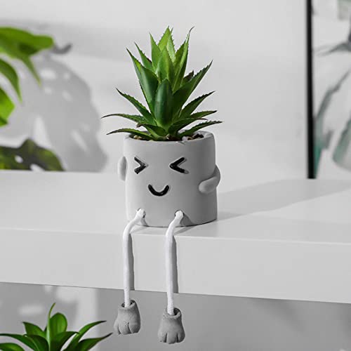 Zerzsy 3pcs Creative Artificial Succulents with Gray Flower Pots, Mini Potted Succulents for Home Office Desk Decor and Gift Choice - color: 3 Pcs Set/B